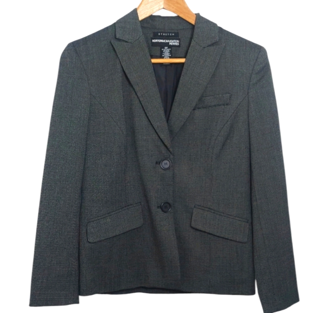 Norton McNaughton Women's Size 6 Petite Blazer Gray 6P Suit Jacket Career